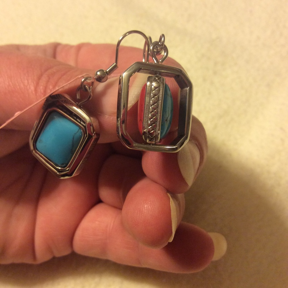 Red & Blue Howlite Reversible Earrings